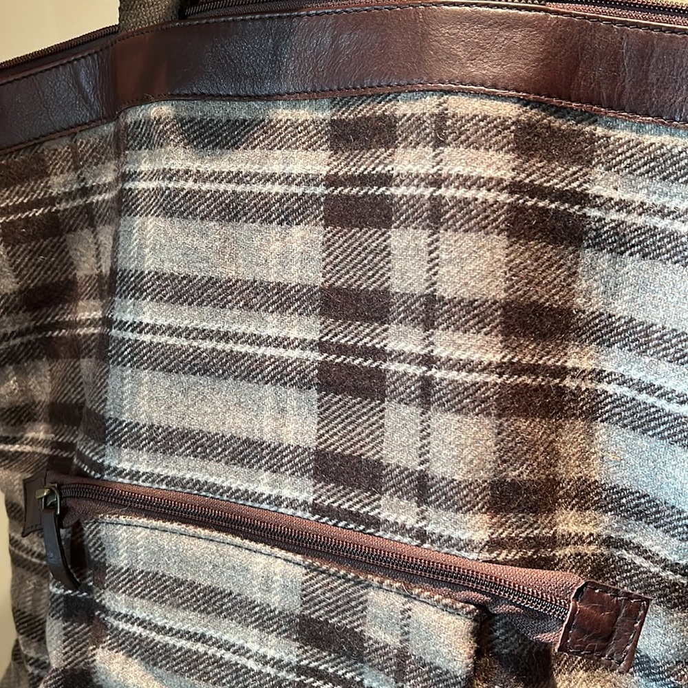 EUC Epice of Paris and Copenhagen Wool Plaid and Leather Travel Bag